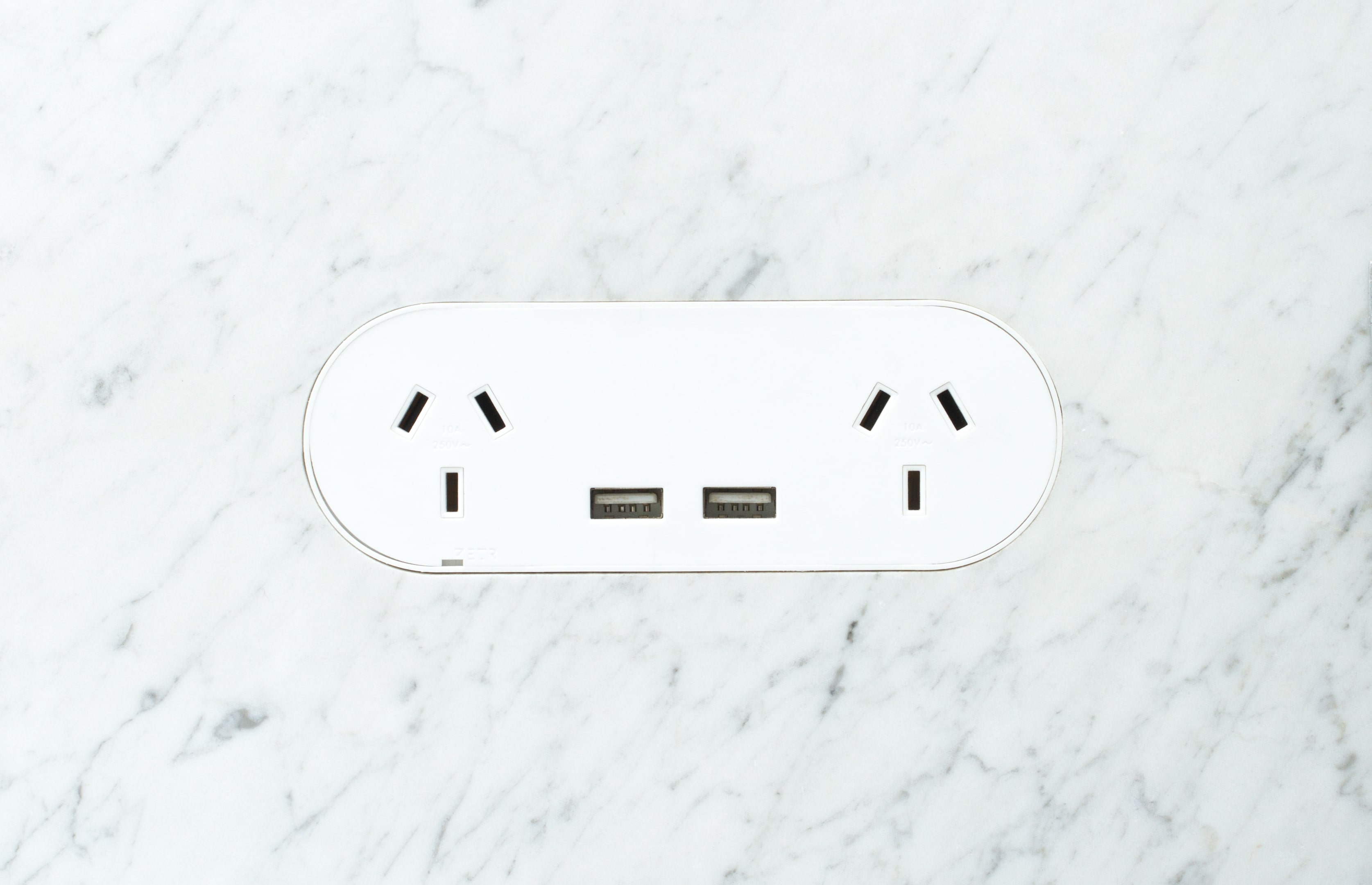 Zetr Double Outlet With Usb Matte White In Marble Min