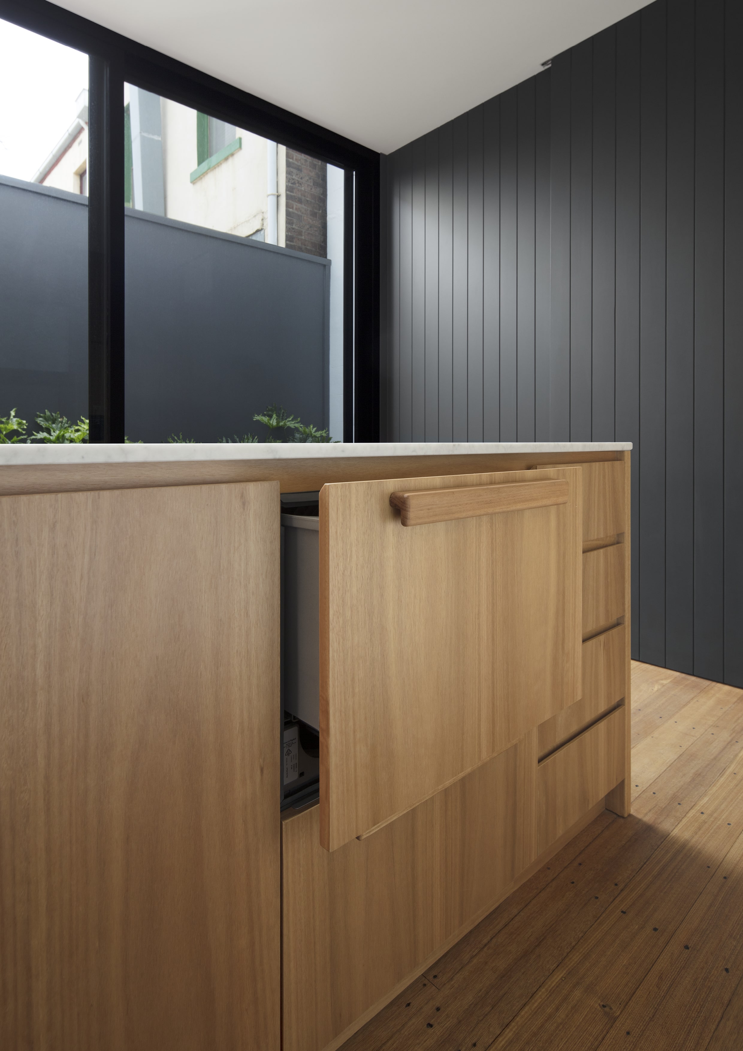 Madeline explains that the DishDrawer was also specified for ergonomics, as one of the clients has a sensitive back.