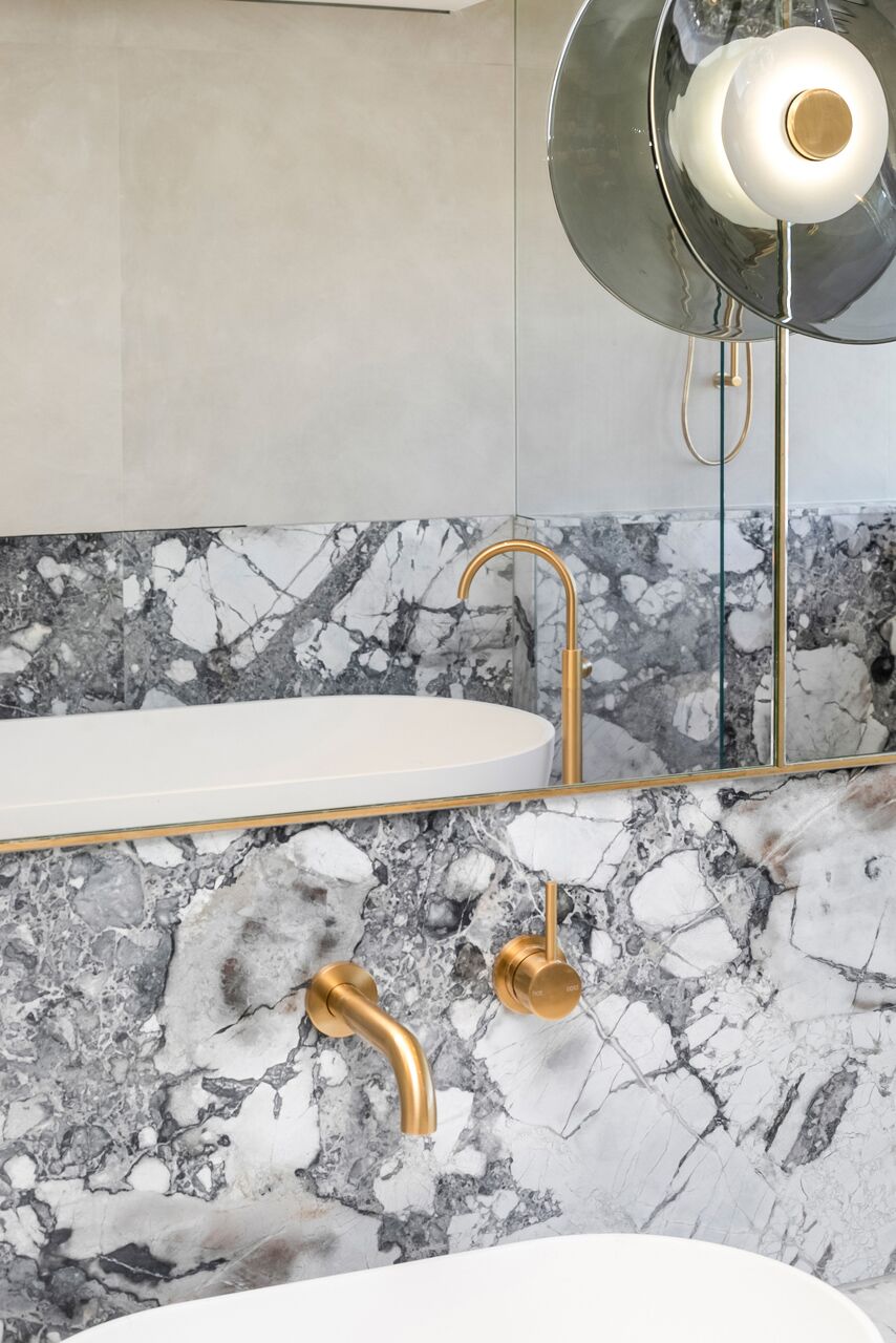 Whilst The Bathroom And Kitchen Spaces Feature Cote D’azure Marble And Brass Tapware.