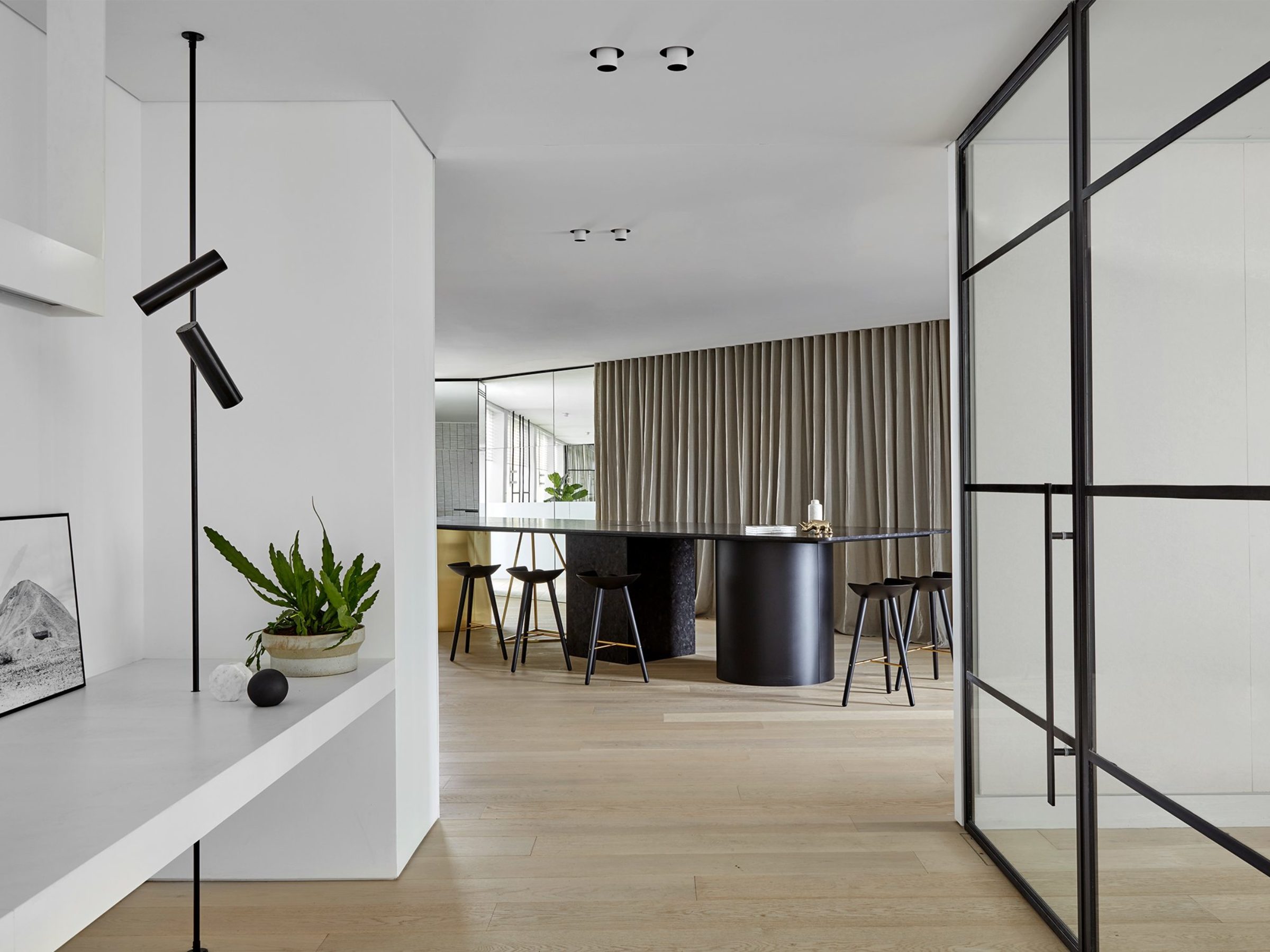 The Zephyr Lounge By The Stella Collective With Maximum Statuario Porcelain Panels From Artedomus