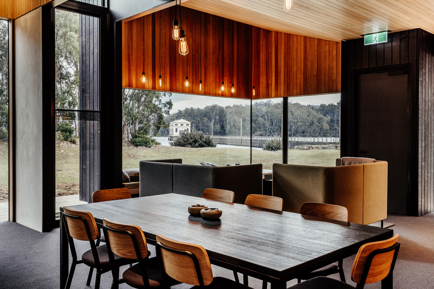 Expanses Of Glazing Capture The Ever Changing Vista Of Lake St Clair And The Pumphouse Through The Trees Beyond.