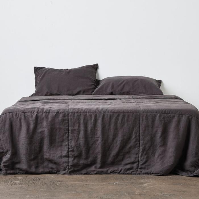 100 Linen Quilted Bed Cover in Kohl by IN BED Product Directory