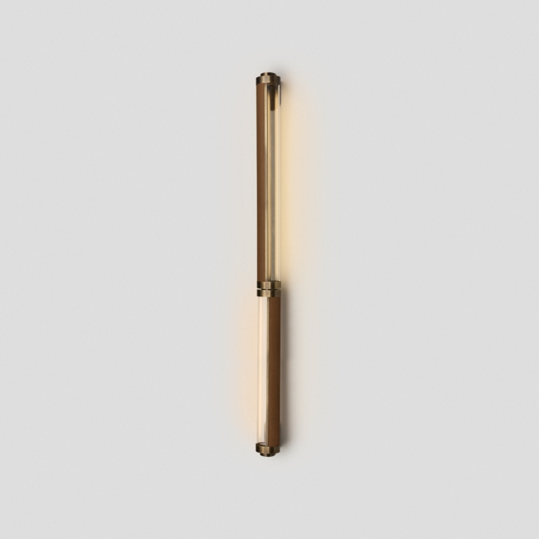 Hero Articolo Studios Swivel 750 1000 Double Wall Sconce Bronze Driftwood Clear Facing Side Side On