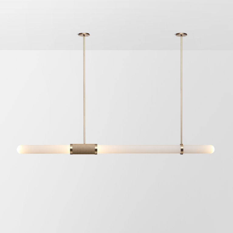 Hero Articolo Studios Scandal Pendant Long White Frost Glass Brass Mesh Brass Fittings On