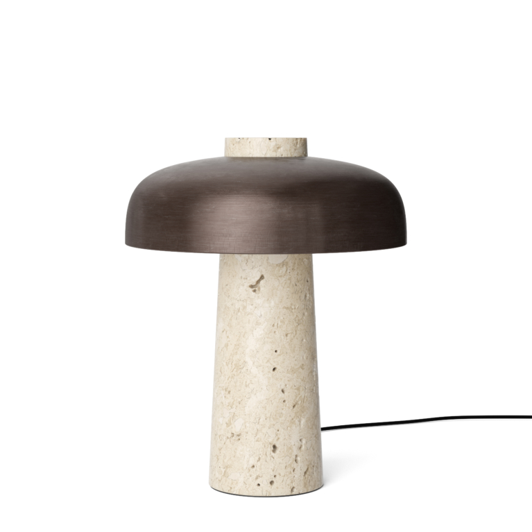 1410619 Eu 1410619u Us Reverse Table Lamp Bronzed Aluminum Travertine Front