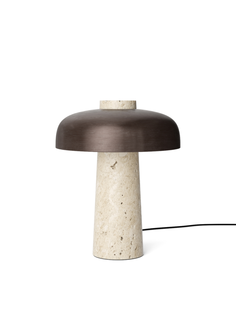 1410619 Eu 1410619u Us Reverse Table Lamp Bronzed Aluminum Travertine Front