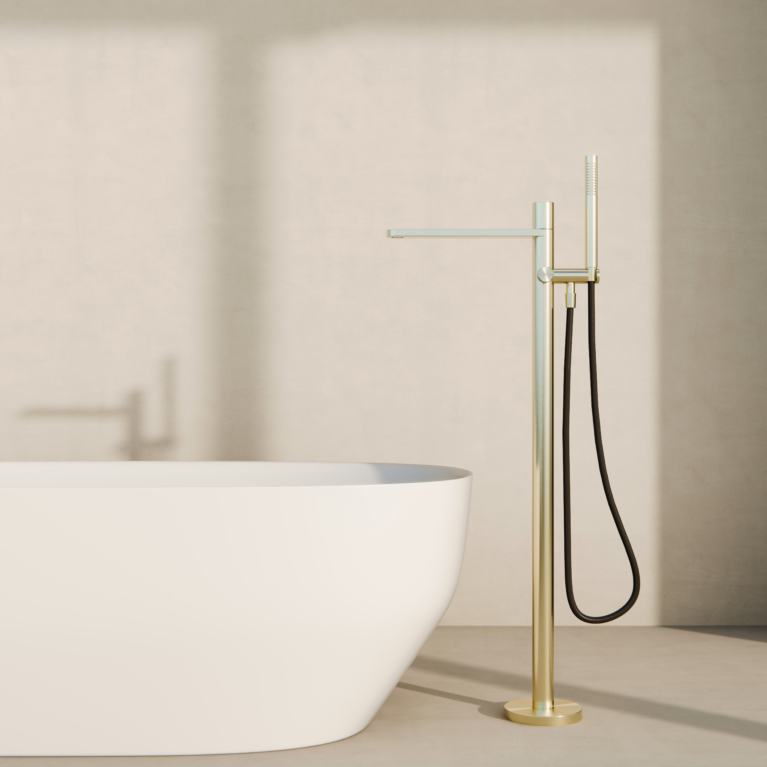 Pure Freestanding Mixer Brushed Gold