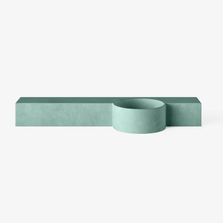 Concrete Wirli Semi Recessed Single Aqua Concrete Studio Front View