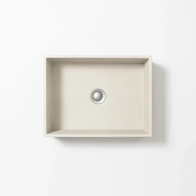 Concrete Basin Baly Medium Rectangle White Concrete Studio Plan View