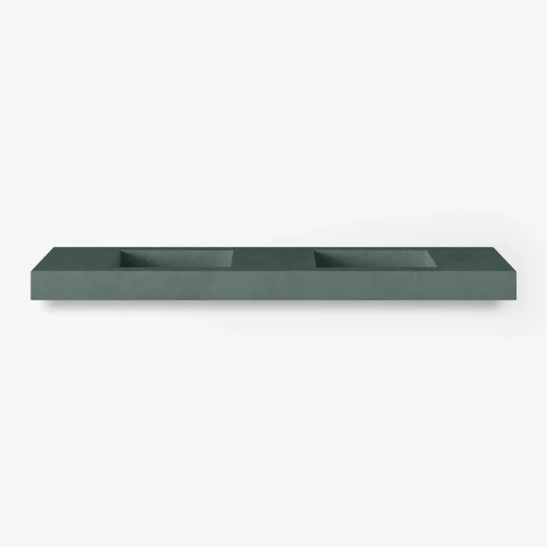 Concrete Vanity Baly Double Teal Concrete Studio Front View