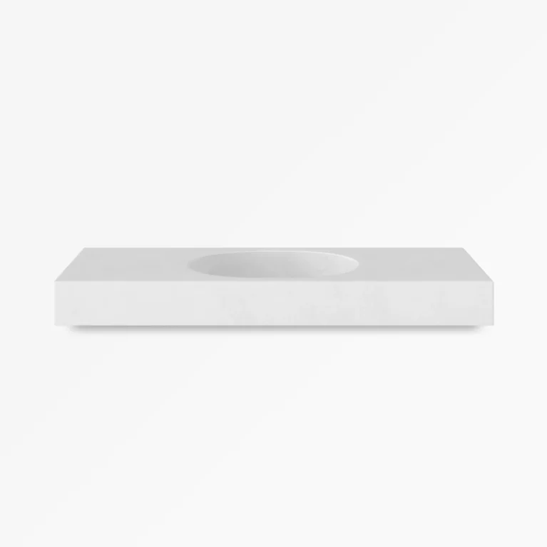 Concrete Vanity Kaarla Oval Single Basin White Concrete Studio