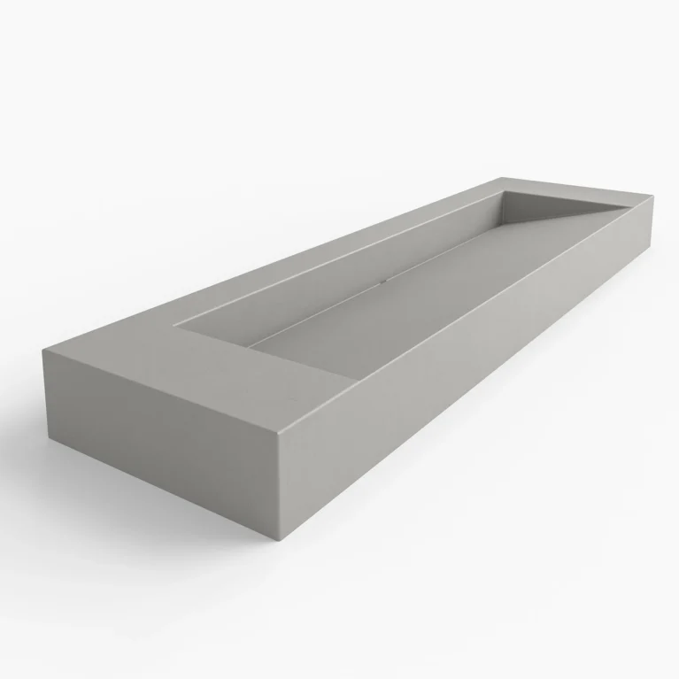 Concrete Ramp Basin Vanity Darbal Mid Grey Concrete Studio Side View Angle