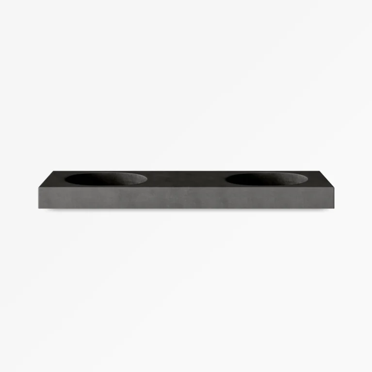 Concrete Vanity Kaarla Oval Double Basin Dark Grey Concrete Studio
