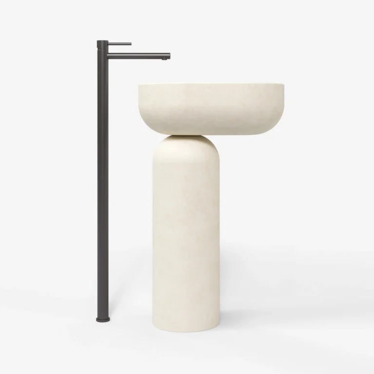 Concrete Pedestal Basin Talaia Husk Luxury Offset Sink 02