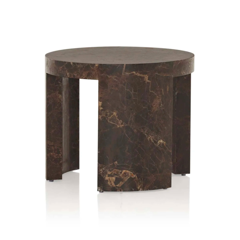 Veneta Marble Side Table Deep Etch